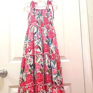 Sweet Honey Maxi Floral Sleeveless Dress for a little princess, size 6Y.